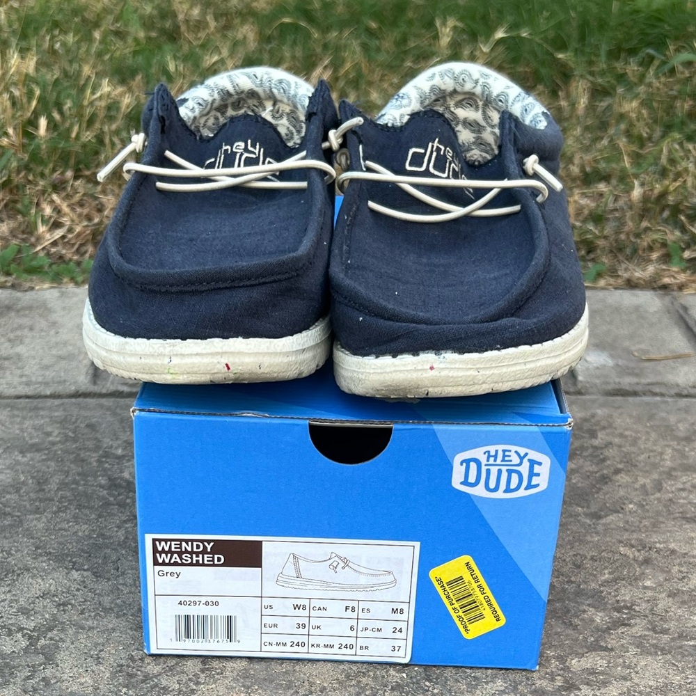 Navy Blue and White Natural Hey dudes - 8W